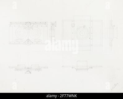 Dessin de la caméra polaire. La caméra S. A. Andrée a fait l'expédition en Pologne du Nord en 1897. Le dessin a été réalisé par August Westberg à Numa Peterson et a été achevé le 3 juin 1896. Banque D'Images