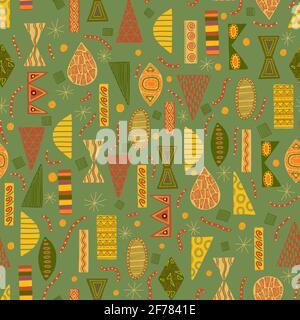 Motif sans couture abstrait de style africain. Fond de décoration tribale dessiné à la main. Décoration du mois de l'histoire noire. Banque D'Images