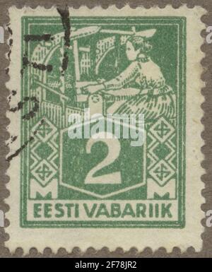 Timbre de la philatéliste de Gösta Bodman Motion Collection, a commencé en 1950.le timbre de l'Estonie, 1922. Motifs de santé. Banque D'Images