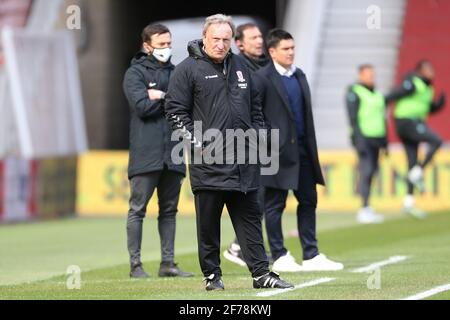 MIDDLESBROUGH, ANGLETERRE. 5 AVRIL Neil Warnock, directeur de Middesbrough, lors du match de championnat Sky Bet entre Middlesbrough et Watford au stade Riverside, à Middlesbrough, le lundi 5 avril 2021. (Credit: Mark Fletcher | MI News) Credit: MI News & Sport /Alay Live News Banque D'Images