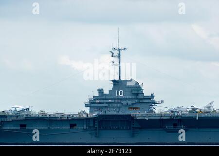 Le pont de l'USS Yorktown Banque D'Images