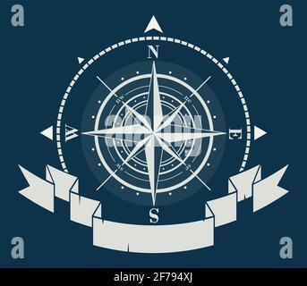 Logo de l'entreprise avec windrose ou Compass rose Illustration de Vecteur