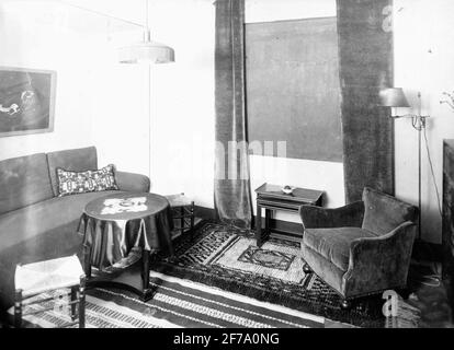 Bâtiment et séjour 'exposition à Liljevalchs Konsthall 1928.Rum mobilier de 1928. Banque D'Images