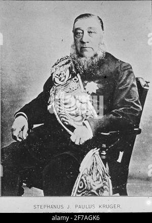 Moniteur Skioptique, portrait du président Stephanus J. Paul Kruger. Banque D'Images