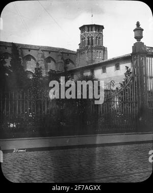 Icône SkiopT avec motifs de la Cathédrale Cathédrale Saint-Étienne de Toulouse.l'image a été stockée en carton étiqueté: Höstesan 1907. Toulouse 7.No 17 XIII Banque D'Images