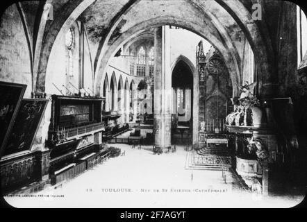 L'image de l'icône de SkiopT avec motifs de la Cathédrale Cathédrale Saint-Étienne de Toulouse.l'image a été stockée en carton étiqueté: Höstesan 1907. Toulouse 7.No 17 XIII Texte sur image: 'PL: St Etienne'. Banque D'Images