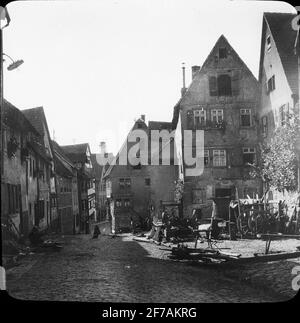 Image de Skiopticone avec motifs du marché ou de la rue à Horb am Neckar. La photo a été stockée dans un carton étiqueté: Le voyage 1908. Horb 7. VIII Banque D'Images