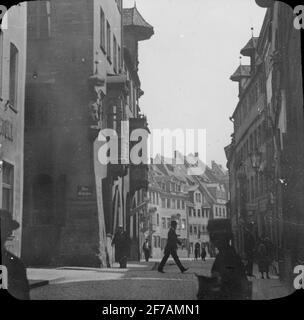 Image de Skiopticone avec motifs de rue à Nuremberg. L'image a été stockée en carton marqué: Nuremberg. III. Banque D'Images