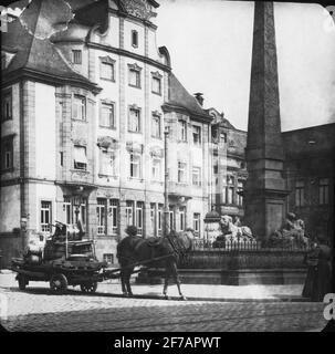 Icône Skiopty avec motifs de Bingenbrücke ou de Bacharach.l'image a été stockée en carton étiqueté: Le voyage en 1904. Bingenbrücke. Bacharach. Banque D'Images