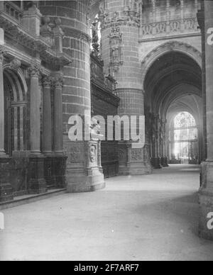 Moniteur Skioptique avec motifs des voyages de Sigurd Curman en Europe. Cathédrale inconnue en Espagne. Banque D'Images