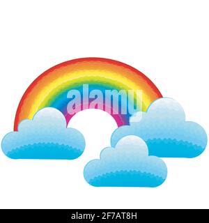 Arc-en-ciel de couleurs avec des nuages Illustration de Vecteur