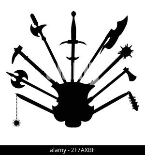 Bouclier ancien et armes anciennes Illustration de Vecteur