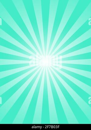 Lumière du soleil rétro rétro verticale décolorée arrière-plan large. Couleur turquoise en rafale arrière-plan. Illustration du vecteur fantaisie. Papier peint Magic Sun Beam ray. Vieux papier. Illustration de Vecteur