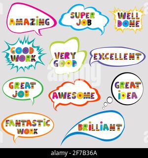 Jeu de bulles de discours avec des slogans positifs Illustration de Vecteur