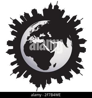 Globe de la Terre urbaine, l'urbanisation concept Illustration de Vecteur