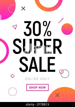Promotion de 30 % sur les bannières Super sale. Poster de vente Vector Illustration de Vecteur