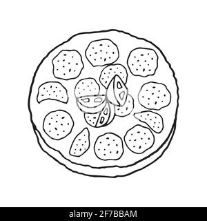 Tortilla vectorisée à la main. Plat de cuisine espagnole. Design sketch élément pour menu café, bistrot, restaurant, boulangerie, étiquette et emballage. Illustration Illustration de Vecteur