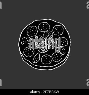 Tortilla vectorisée à la main. Plat de cuisine espagnole. Design sketch élément pour menu café, bistrot, restaurant, boulangerie, étiquette et emballage. Illustration Illustration de Vecteur