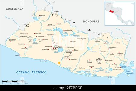 Carte vectorielle de la République centrafricaine d'El Salvador Illustration de Vecteur