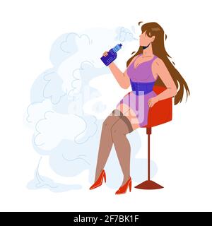 Vecteur de cigarette électronique VAPE Girl Smoking Illustration de Vecteur