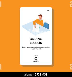Leçon ennuyeuse Écoutez un élève dans le vecteur de classe Illustration de Vecteur