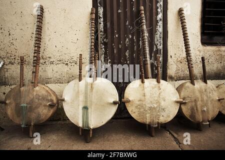 Kora instruments Mali, Afrique de l'Ouest. Banque D'Images
