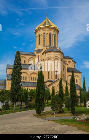 Géorgie, Tbilissi, Cathédrale de Taminda Sameba (Cathédrale de la Sainte Trinité) - la plus grande cathédrale orthodoxe du Caucase Banque D'Images