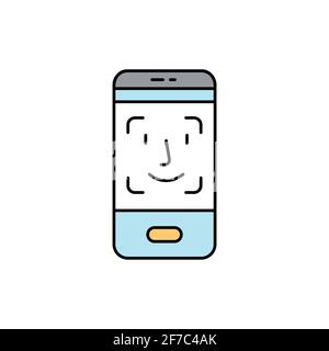 Icône de ligne couleur de numérisation d'empreintes digitales dans le smartphone. ID et vérification de la personne. Pictogramme pour page Web, application mobile, Promo. Élément de conception UI UX GUI. Modifiable Illustration de Vecteur