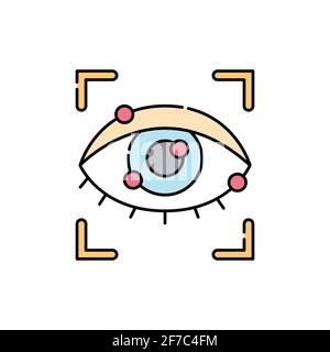 Icône de ligne de couleur de balayage oculaire. ID et vérification de la personne. Pictogramme pour page Web, application mobile, Promo. Élément de conception UI UX GUI. Contour modifiable. Illustration de Vecteur