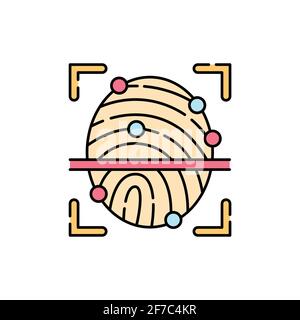 Icône de ligne couleur de numérisation d'empreintes digitales. ID et vérification de la personne. Pictogramme pour page Web, application mobile, Promo. Élément de conception UI UX GUI. Contour modifiable. Illustration de Vecteur
