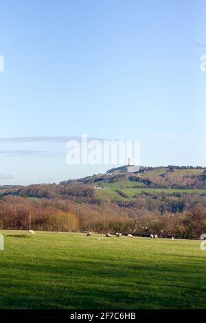 Castle Hill vu de Honley Village Banque D'Images