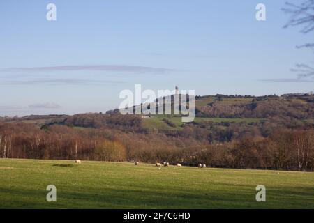 Castle Hill vu de Honley Village Banque D'Images