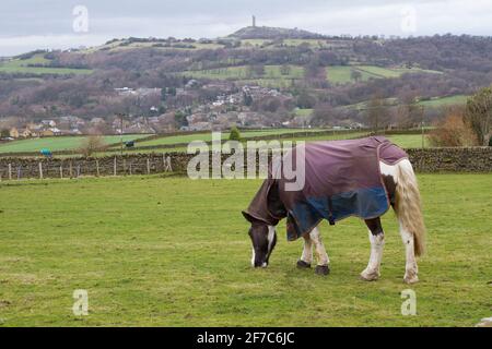 Castle Hill vu de Honley Village Banque D'Images