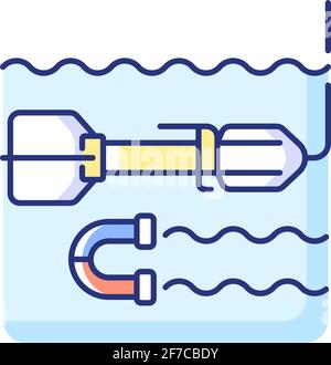 Icône de couleur RVB du magnétomètre marin Illustration de Vecteur
