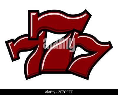 Triple Lucky Sevens rouge sur fond blanc illustration vectorielle Illustration de Vecteur