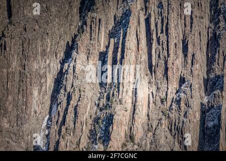 Texture rocheuse au Black Canyon du parc national de Gunnison, plateau sud en hiver Banque D'Images