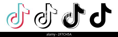 Jeu d'icônes Tik Tok. Réseaux sociaux. Logo Tik Tok. Illustration vectorielle isolée sur fond blanc Illustration de Vecteur