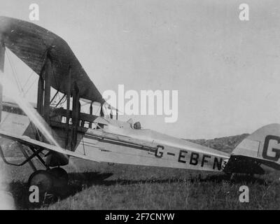 Avion civil de Havilland DH 50 à Ilug, 1923 . avion civil de Havilland DH 50 avec enregistrement G-EBFN lors d'une exposition internationale de l'aviation, Ilug, à Göteborg, 1923. Banque D'Images