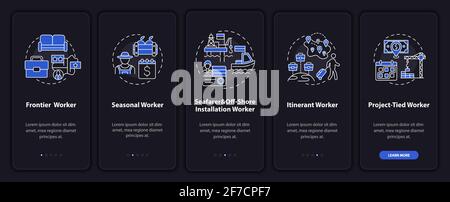 Les travailleurs migrants saisit l'écran de la page d'application mobile d'intégration avec des concepts Illustration de Vecteur