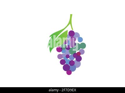 Modèle d'icône du logo du vecteur raisin isolé. Nature raisins ligne logotype Illustration de Vecteur