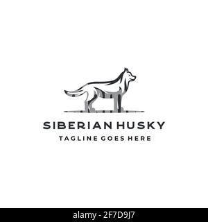 Chien Siberian logo Husky Design Vector Illustration de Vecteur