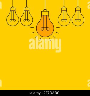 Remue-méninges. Ampoule en feu. Symbole de l'idée créative dans les affaires. Panneau Insight. Illustration de Vecteur