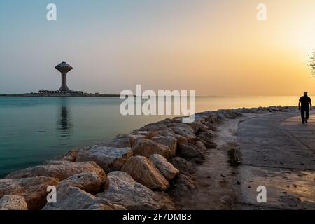 Tour d'eau de Khobar pendant la lumière du jour, province orientale, Al Khobar, Arabie Saoudite. 02-AVRIL-2021. Banque D'Images