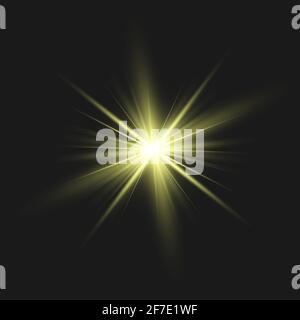 Effet de lumière verte à isolation lumineuse, lentille de torche Illustration de Vecteur