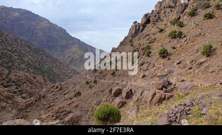 Le parc national du Toubkal est un parc national du Haut Chaîne de montagnes de l'Atlas au Maroc occidental Banque D'Images