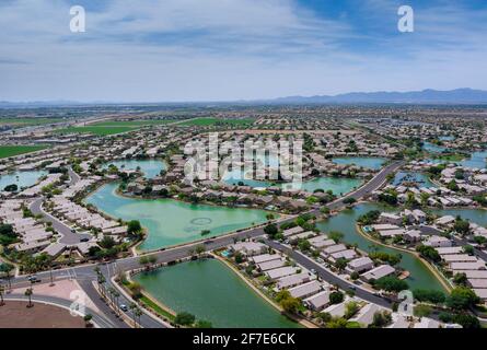 Vue panoramique sur une petite ville américaine d'Avondale Ville proche de la capitale de l'État Phoenix Arizona USA Banque D'Images