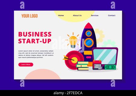illustration vectorielle du modèle de page d'accueil du concept de démarrage d'entreprise Illustration de Vecteur