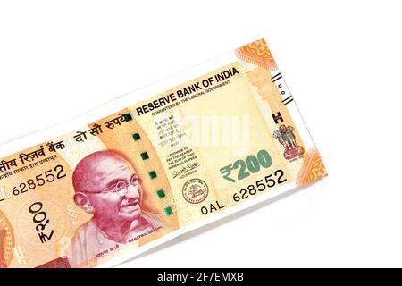 Nouvelle monnaie roupie indienne de 200 note Banque D'Images