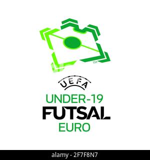 UEFA Under 19 Futsal EURO logo sur blanc Banque D'Images