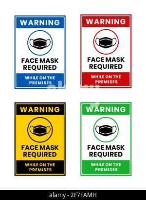 Masque l'affiche requise. Signalisation d'avertissement verticale. Masques requis sur place. Pour le restaurant, le café et la vente au détail. Illustration, vecteur Illustration de Vecteur